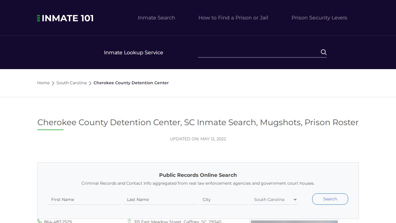 Cherokee County Detention Center, SC Inmate Search ...